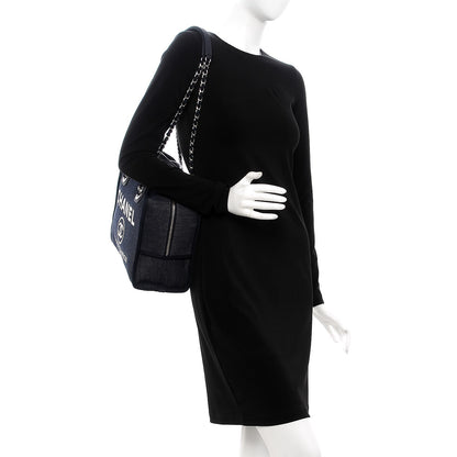 Chanel Denim Deauville Bowling Bag Dark Blue 2 of 7