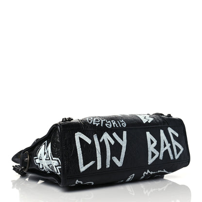 Balenciaga Agneau Classic Hardware Graffiti All Over S City Black 4 of 10