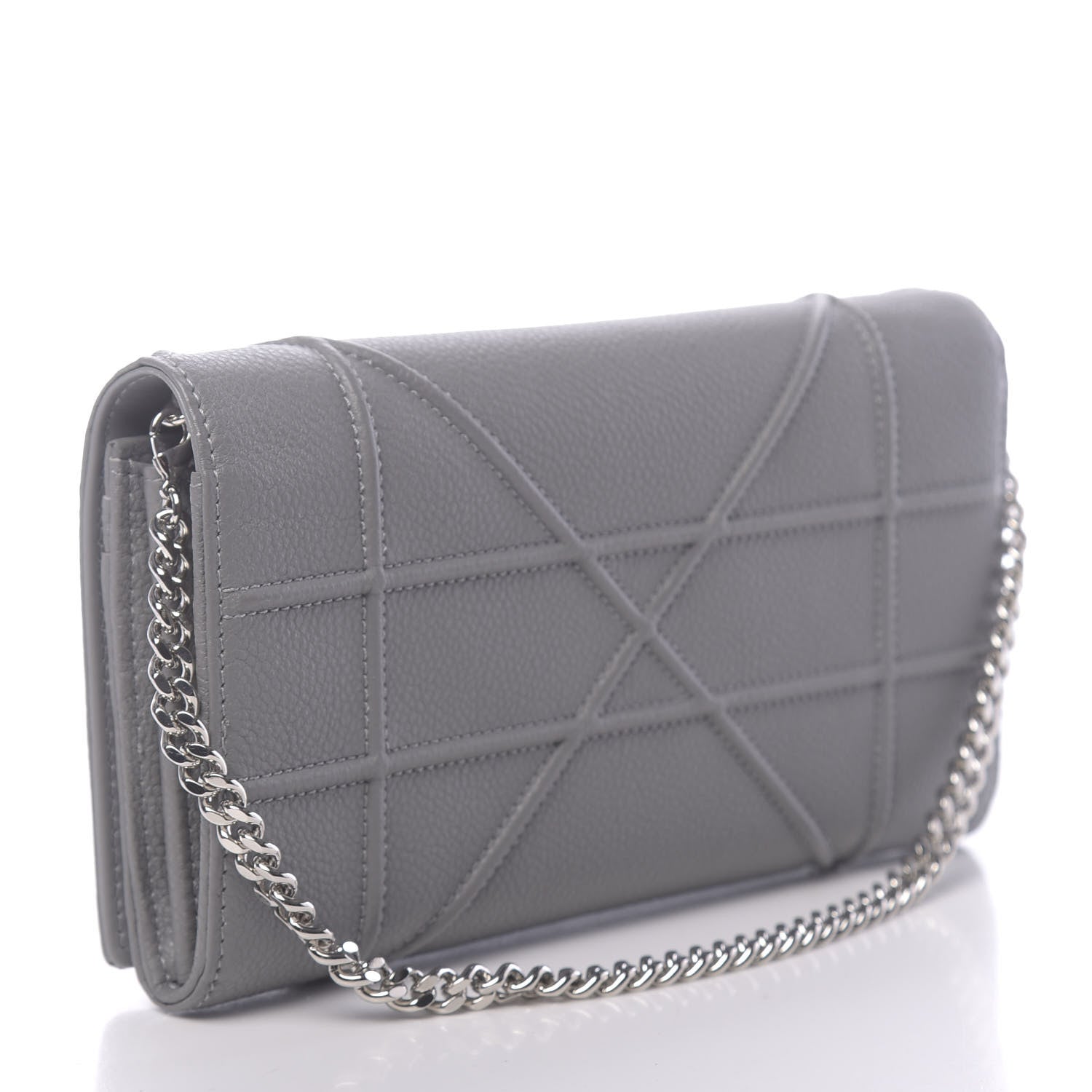 Christian Dior Grained Calfskin Diorama Croisiere Chain Wallet Gris 3 of 10