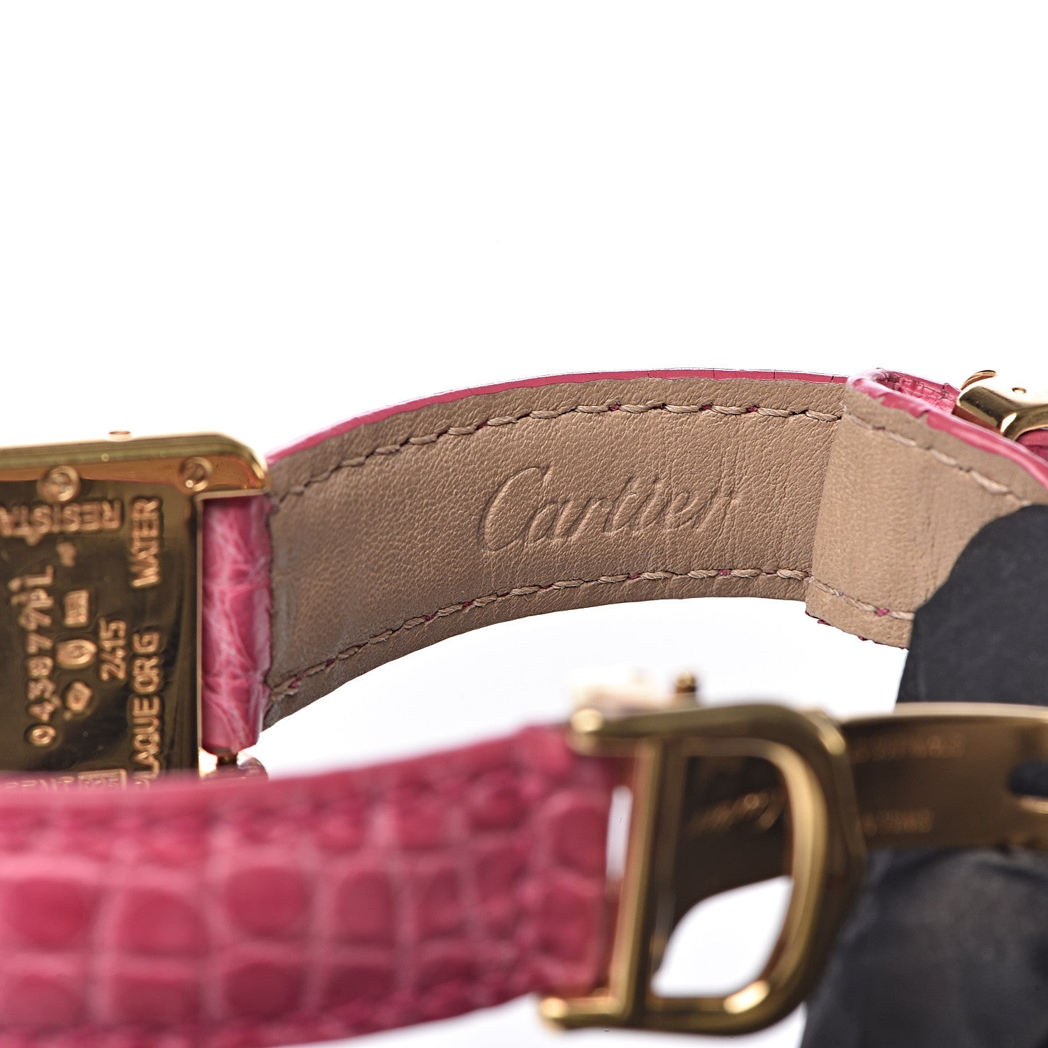 Cartier Sterling Silver Vermeil Alligator 23mm Must de Tank Quartz Watch Pink 6 of 6