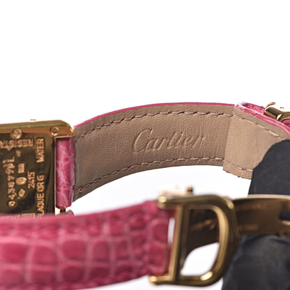 Cartier Sterling Silver Vermeil Alligator 23mm Must de Tank Quartz Watch Pink 6 of 6