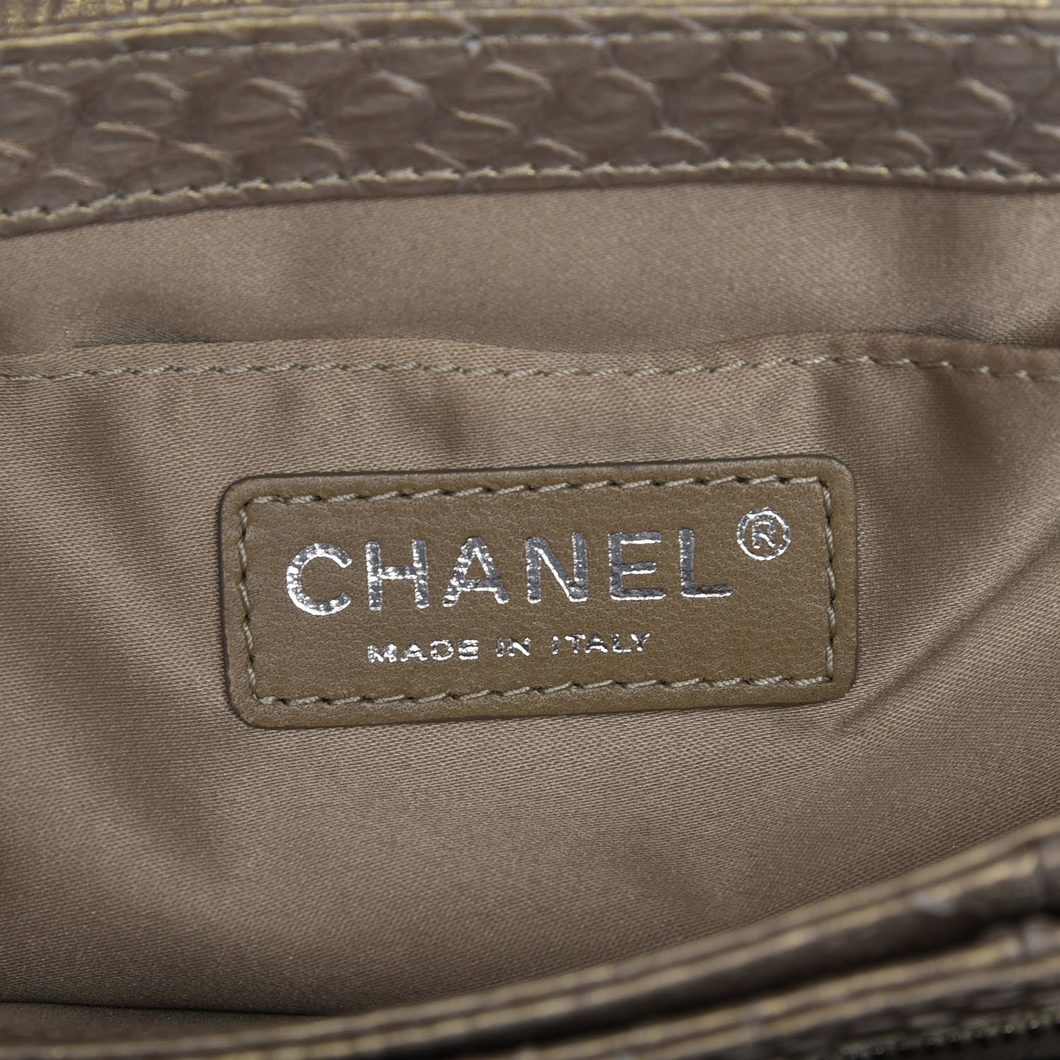 Chanel Iridescent Python Quilted Medium Clam Pocket Flap Gold 6 of 8