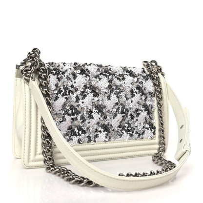 Chanel Calfskin Sequin Medium Boy Chanel Flap White 3 of 13