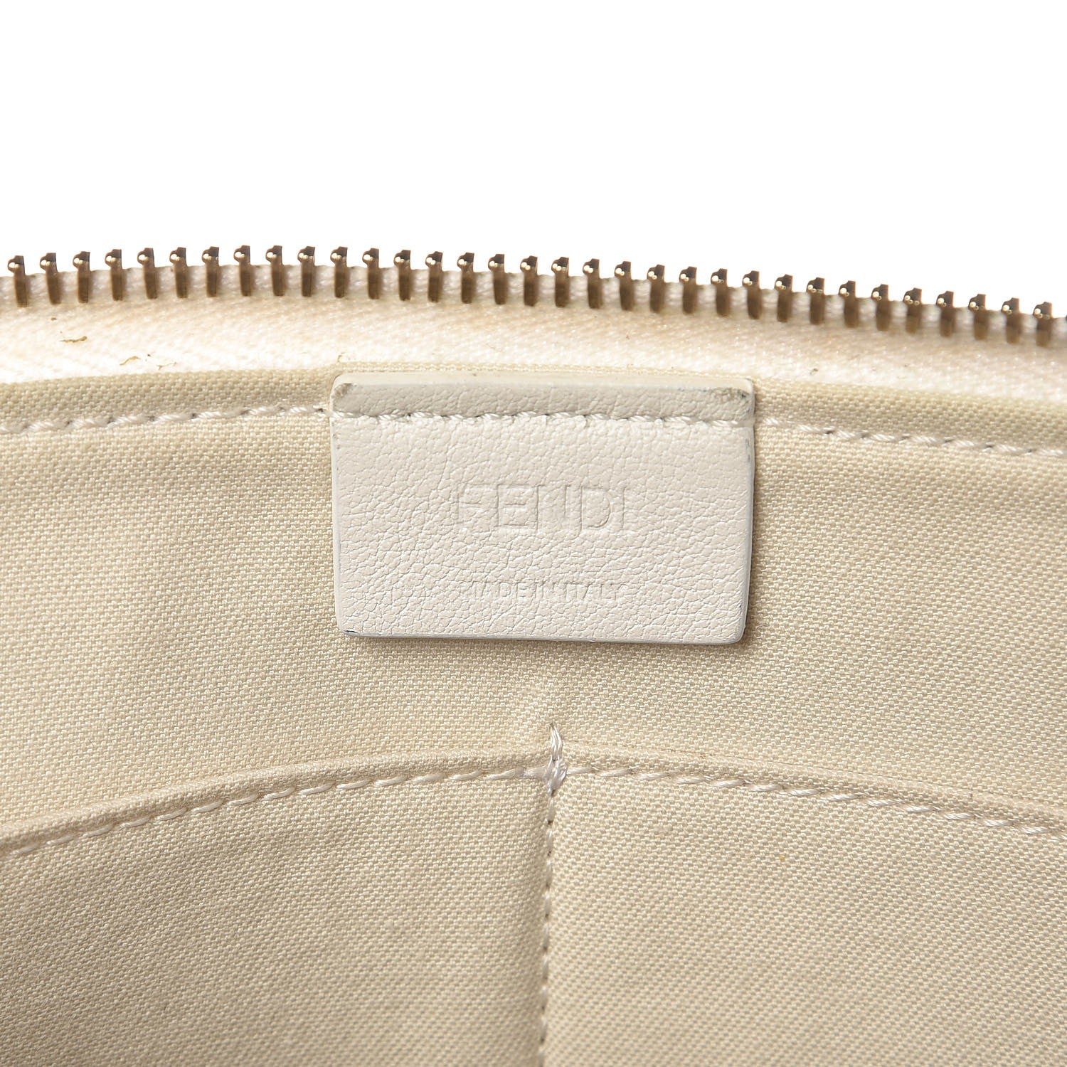 Fendi Vitello Elite Mink Fur Studded Karlito Zip Around Pouch White 14 of 16
