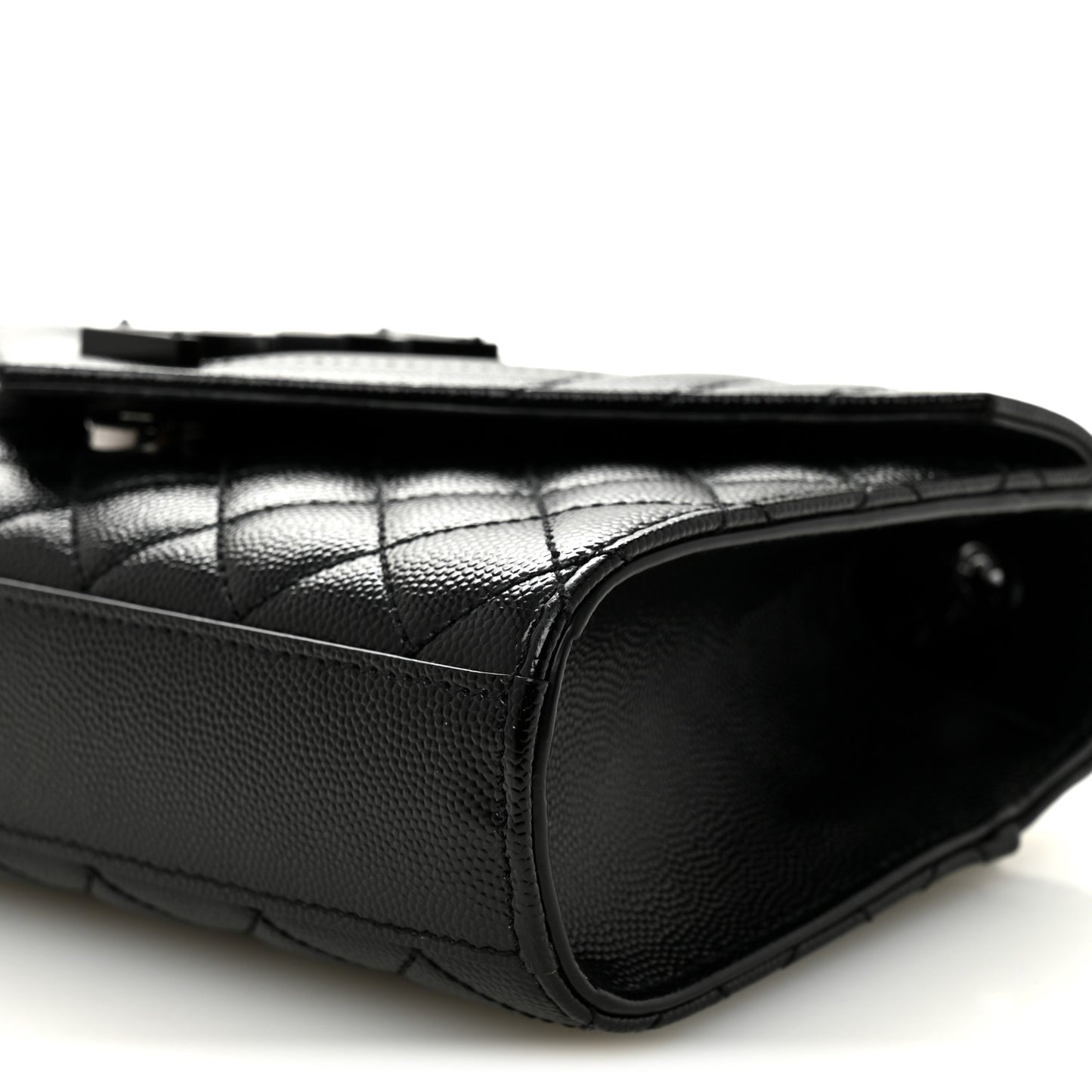 Grain De Poudre Textured Mixed Matelasse Triquilt Small Monogram Monochrome Satchel Black