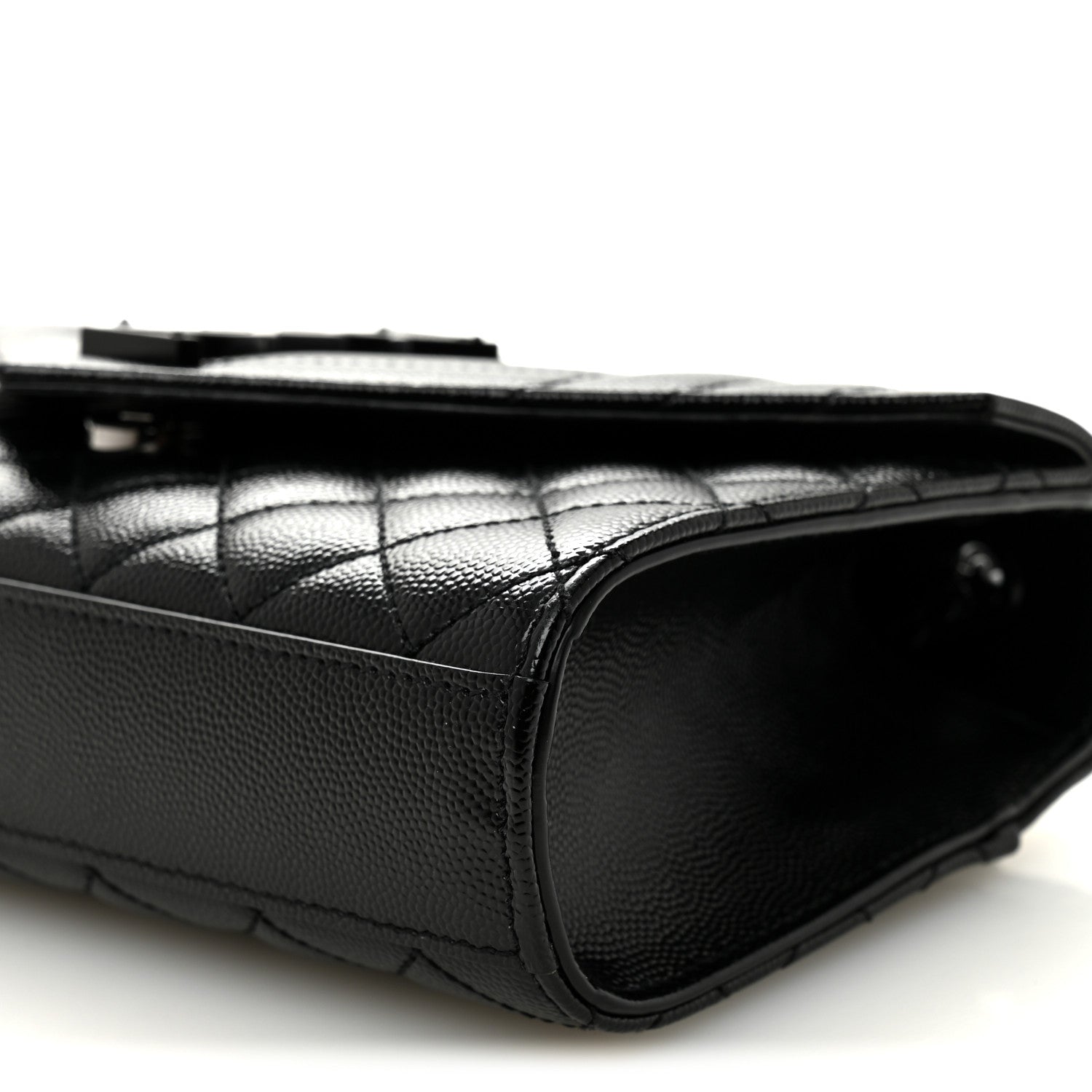 Saint Laurent Grain De Poudre Textured Mixed Matelasse Triquilt Small Monogram Monochrome Satchel Black 9 of 10
