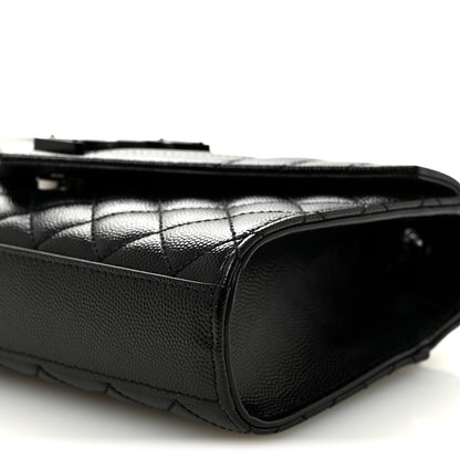 Saint Laurent Grain De Poudre Textured Mixed Matelasse Triquilt Small Monogram Monochrome Satchel Black 9 of 10
