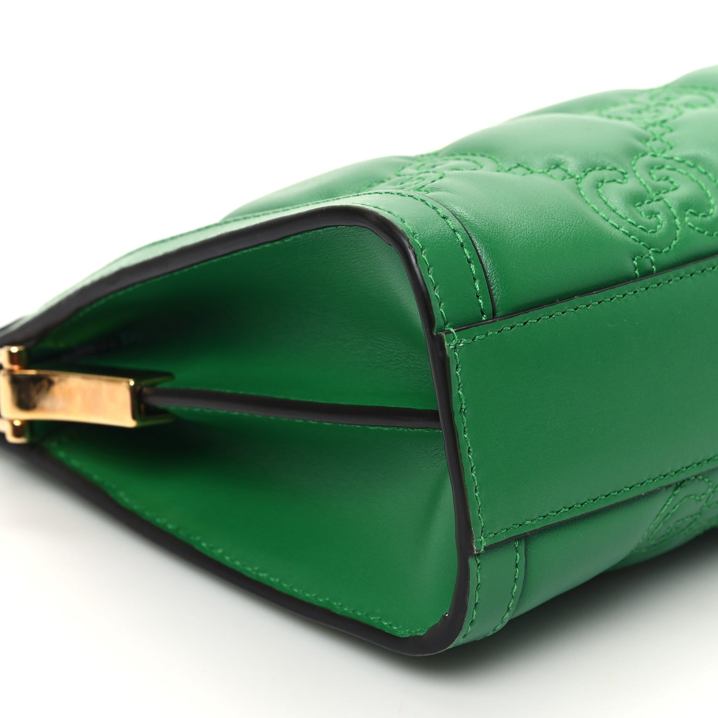 Calfskin GG Matelasse Small Slim Chain Shoulder Bag Spring Green Natural