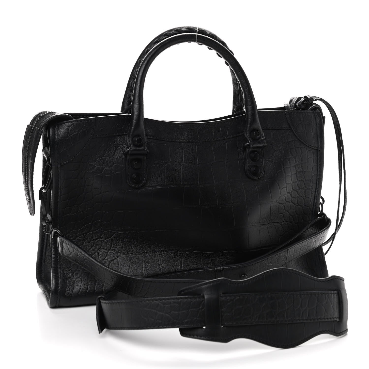 Balenciaga Matte Supple Lambskin Crocodile Embossed Classic Black Hardware S City Black 2 of 8