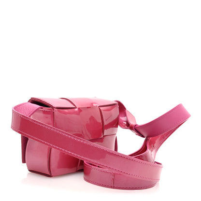 Bottega Veneta Metallic Patent Calfskin Maxi Intrecciato Extra Mini Cassette Crossbody Bag Pink 3 of 9