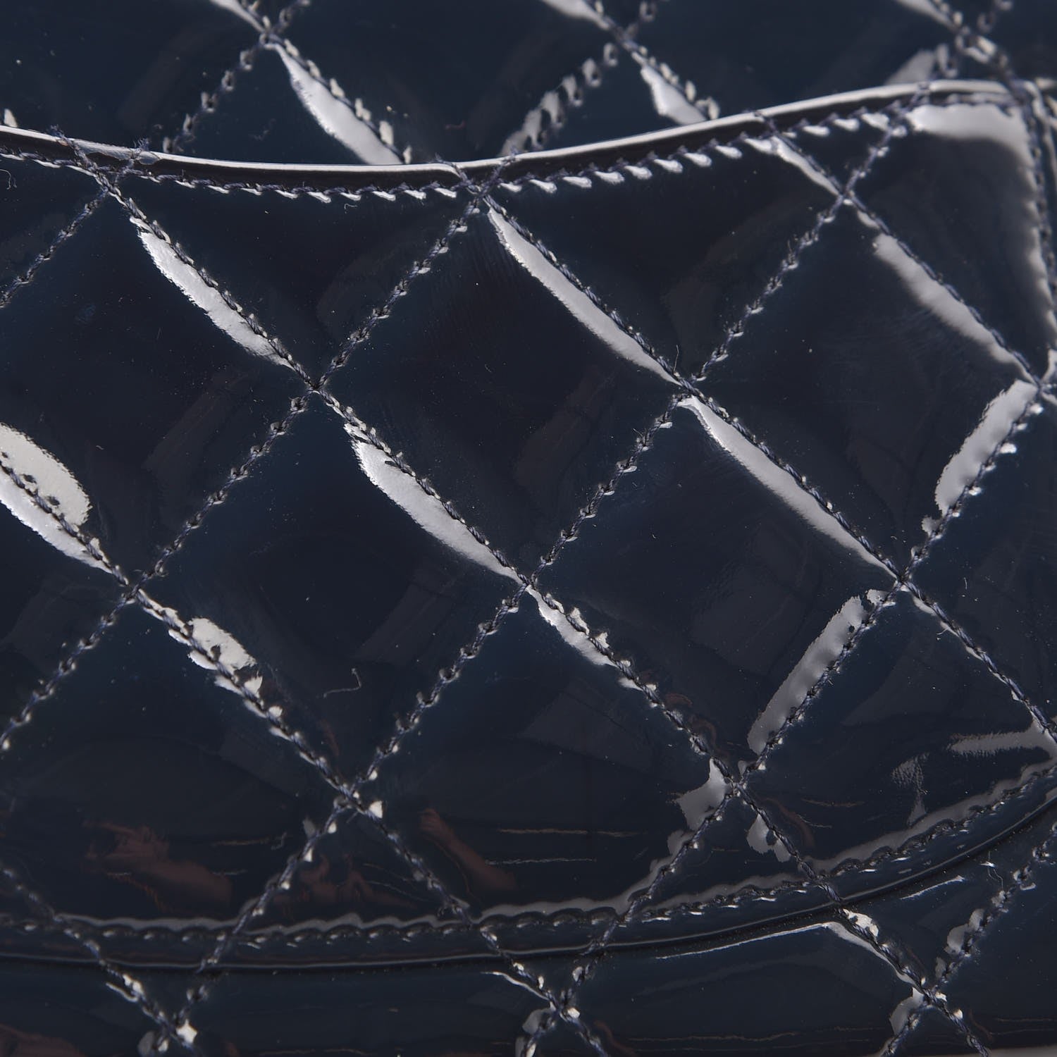 Chanel Patent Quilted Mini Square Flap Navy Blue 3 of 13