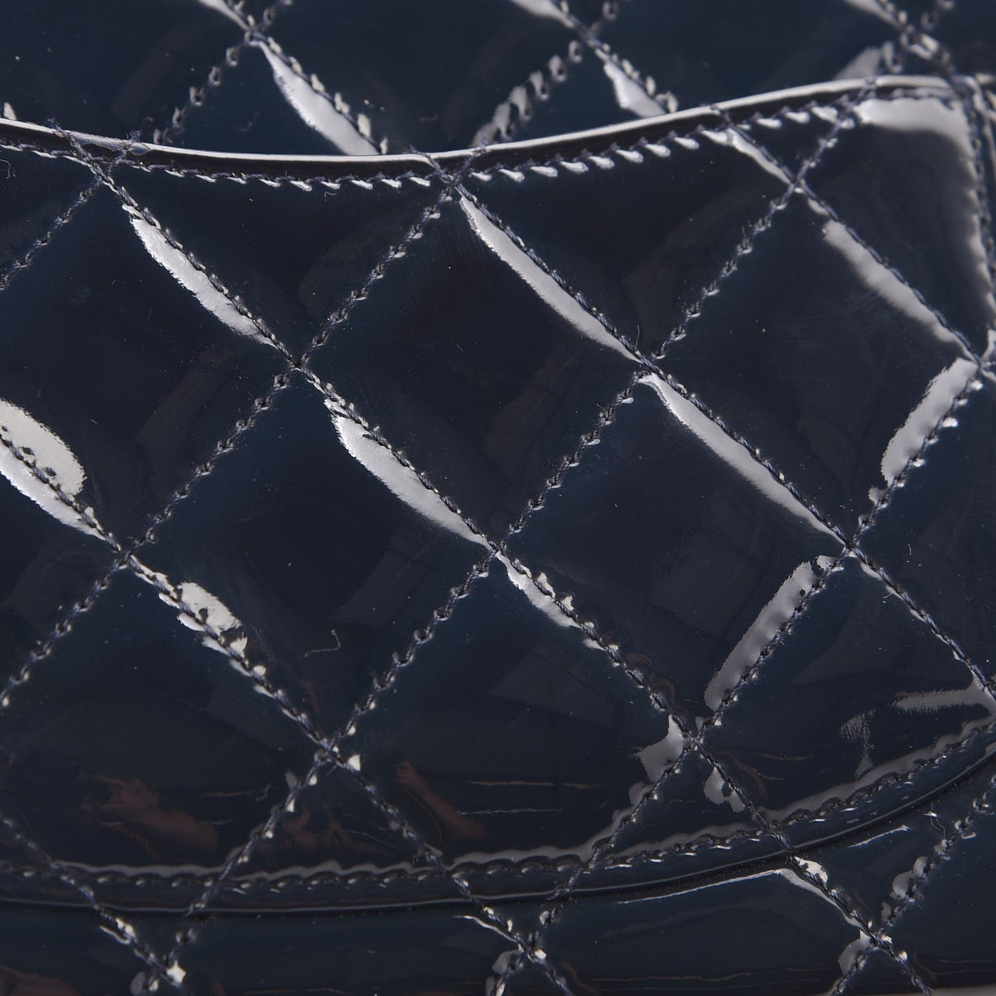 Patent Quilted Mini Square Flap Navy Blue