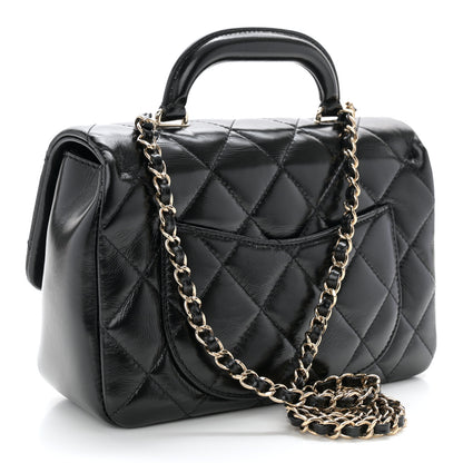 Chanel Shiny Lambskin Quilted Coco Trip Flap Bag Black 3 of 11