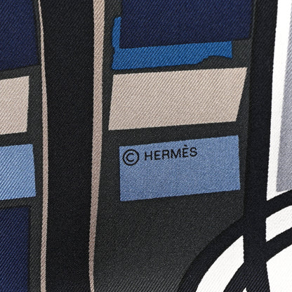 Hermes Silk Sea Surf and Fun Scarf 90 Anthracite Marine Jean 5 of 6