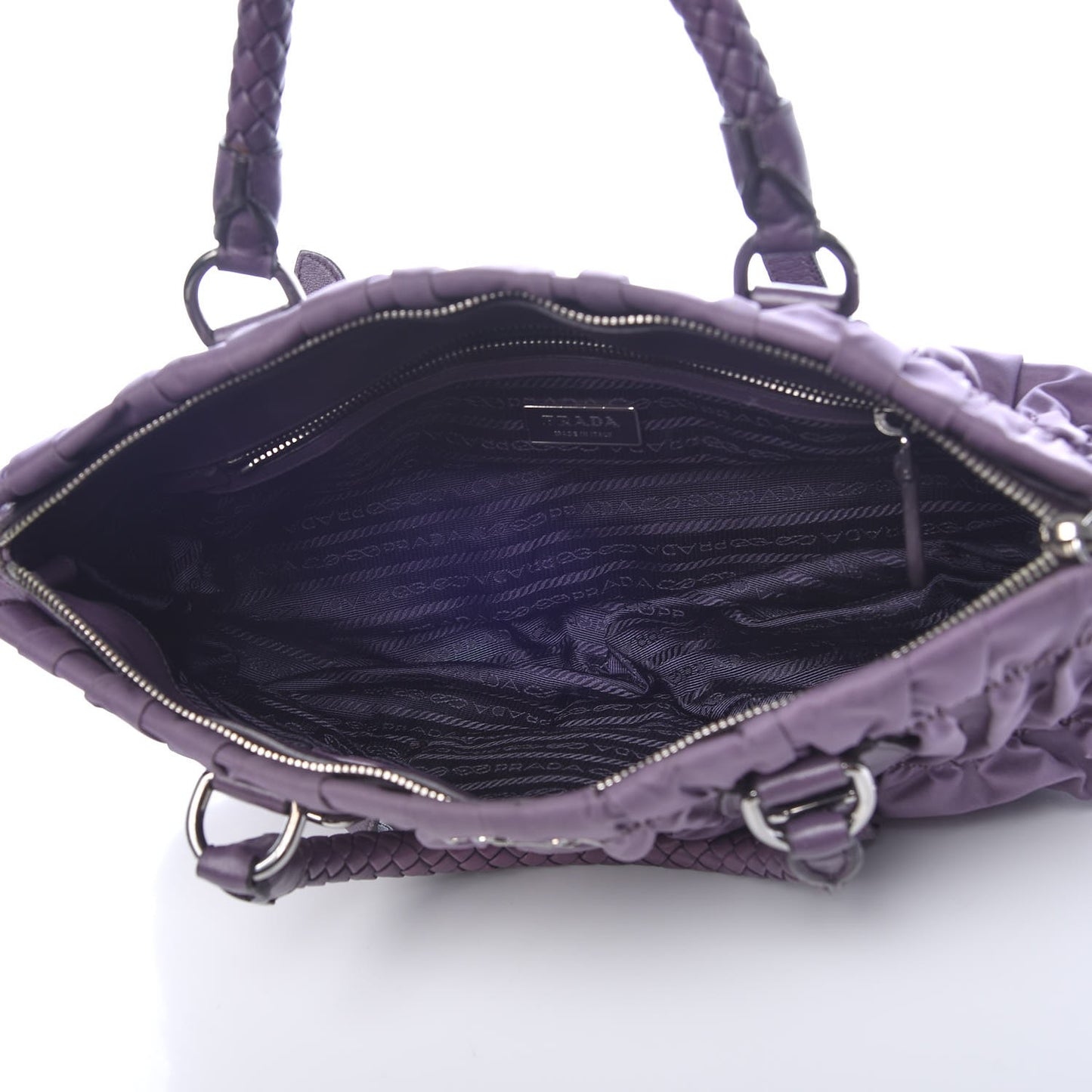 Tessuto Nylon Gaufre Shopping Satchel Viola