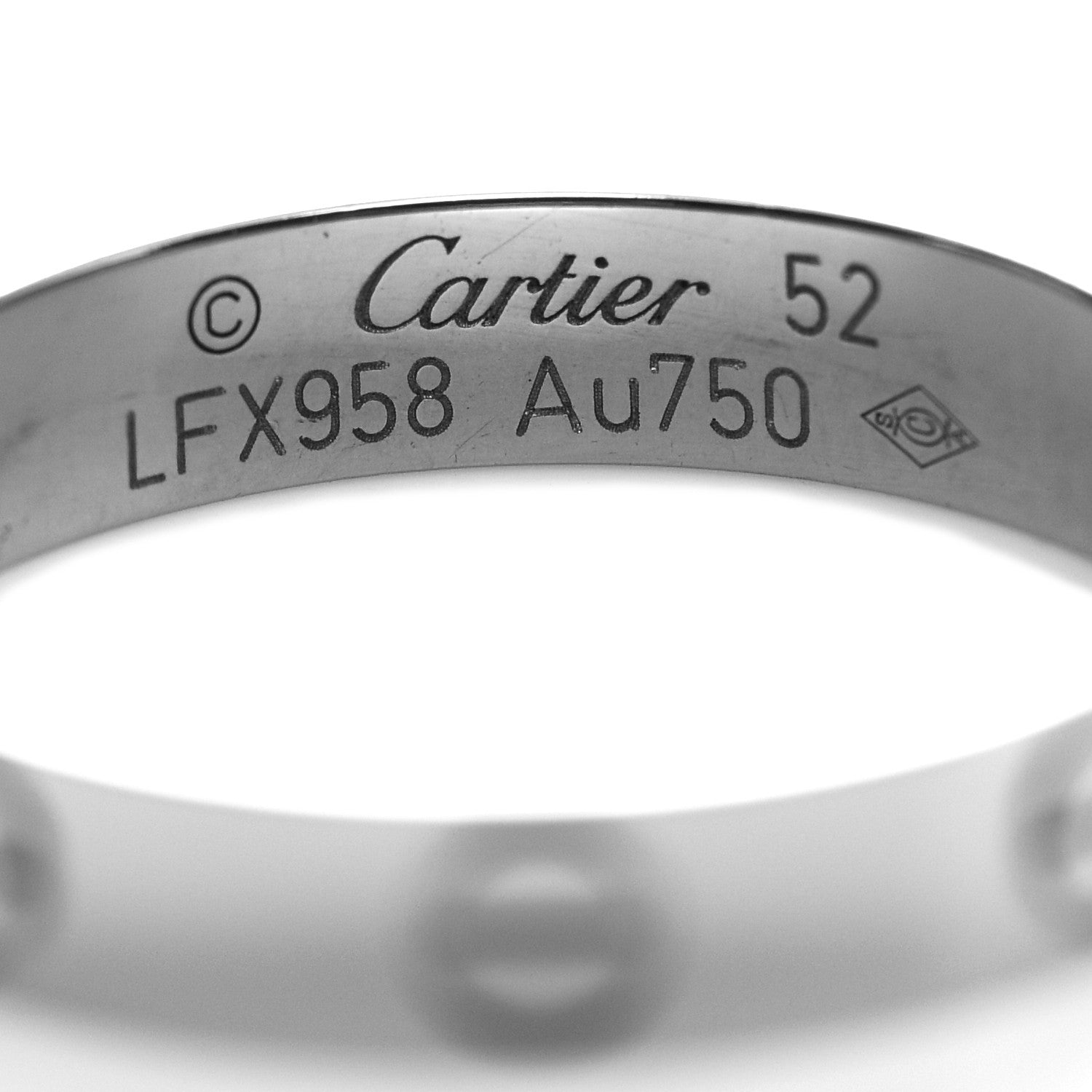 Cartier 18K White Gold 3.5mm LOVE Wedding Band Ring 52 6 4 of 5