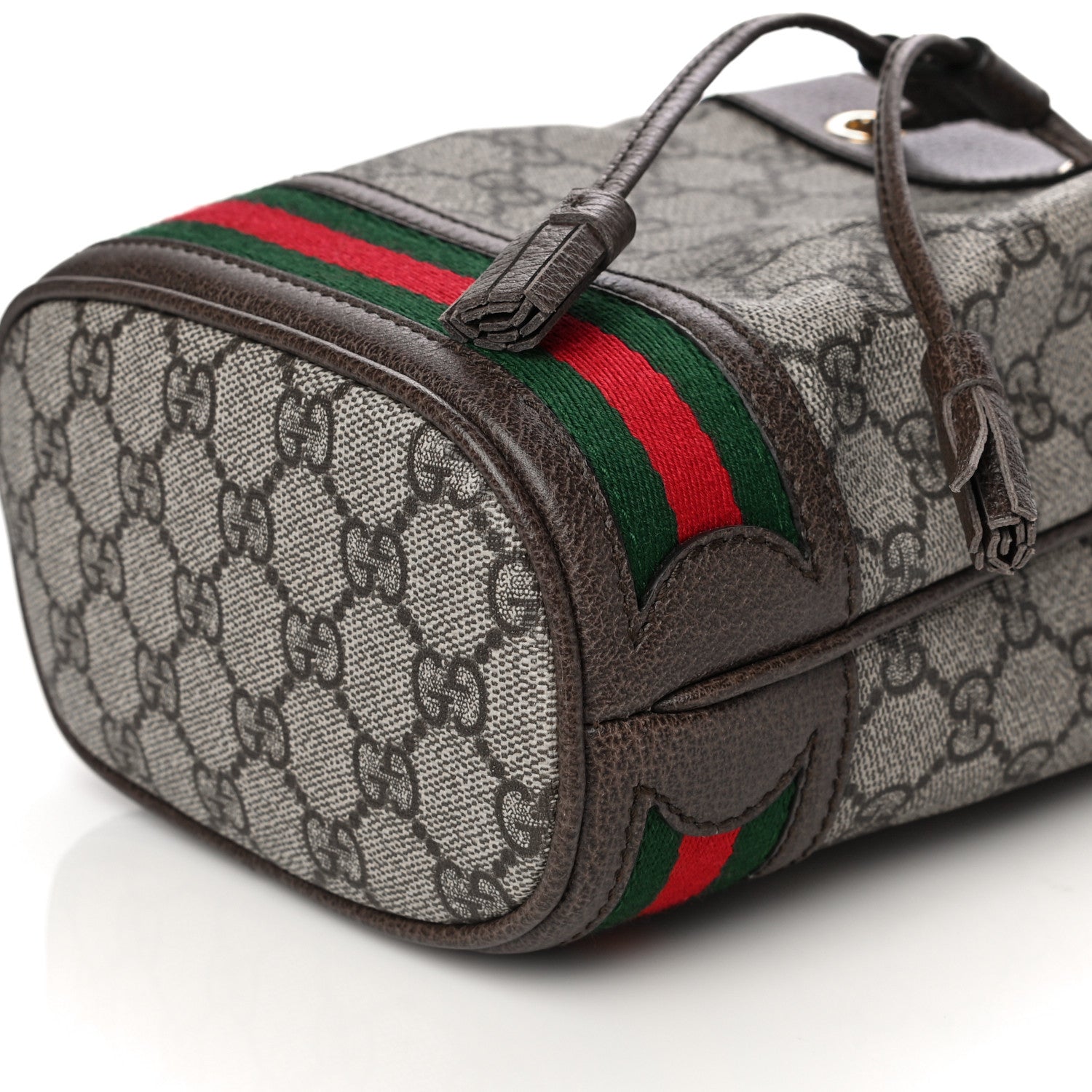Gucci GG Supreme Monogram Web Mini Ophidia Bucket Bag Brown 10 of 11