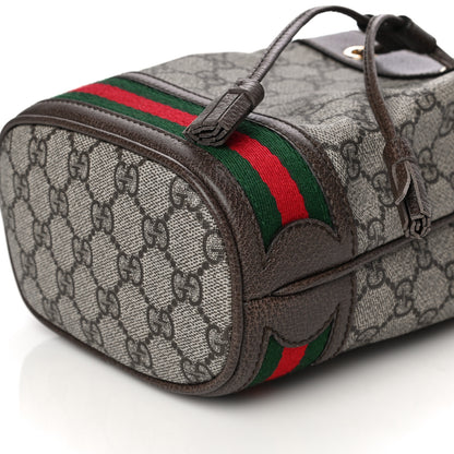 Gucci GG Supreme Monogram Web Mini Ophidia Bucket Bag Brown 10 of 11