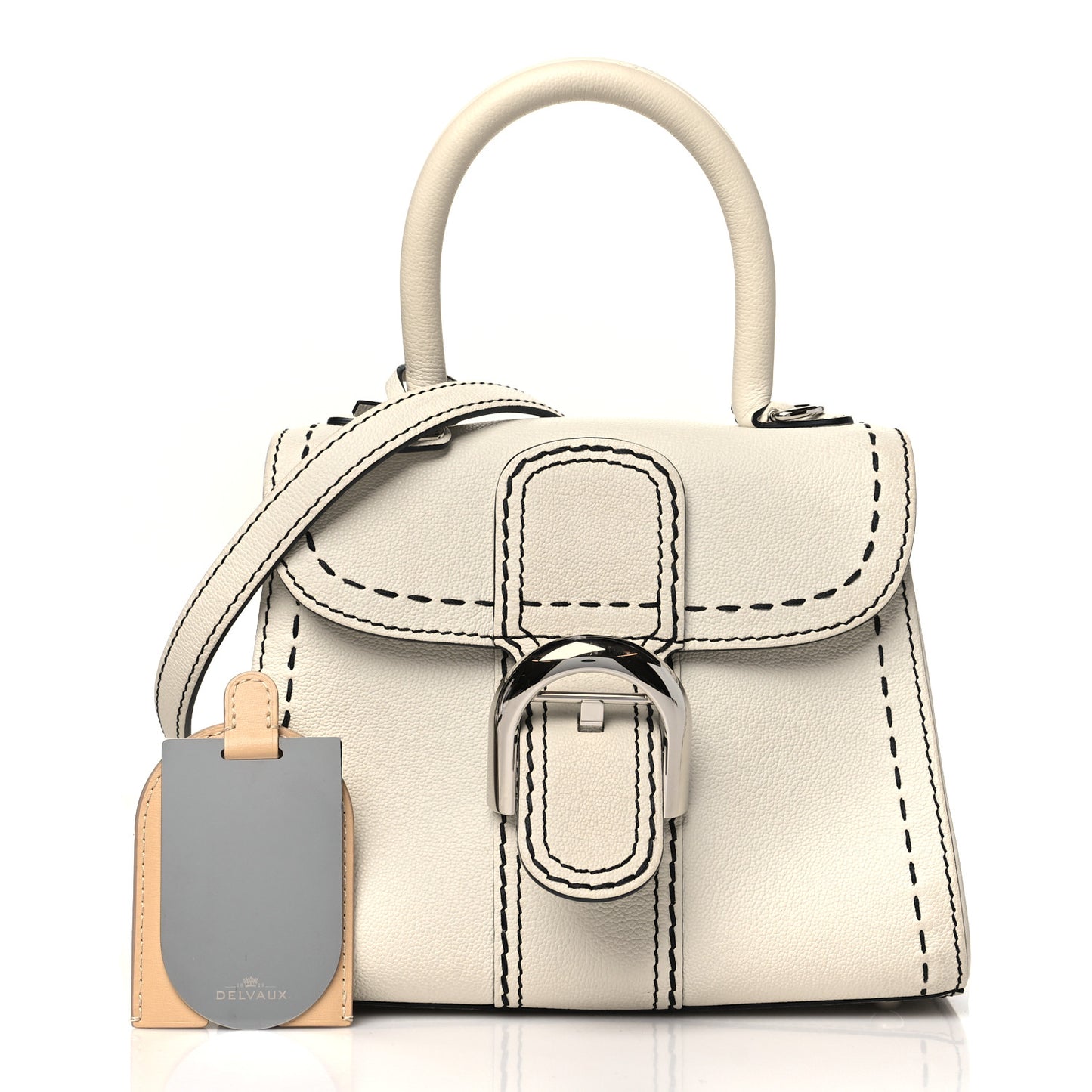 Grained Rodeo Calfskin Surpique Mini Brillant Satchel White