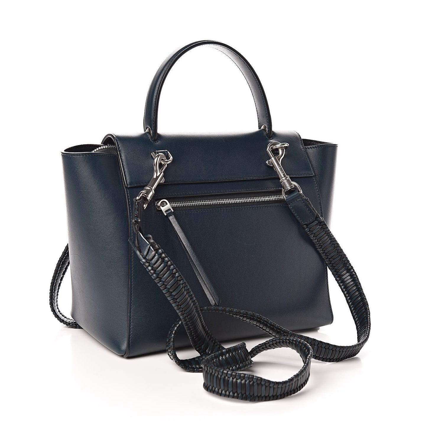 Smooth Calfskin Micro Bi-Color Braided Belt Bag Dark Sea