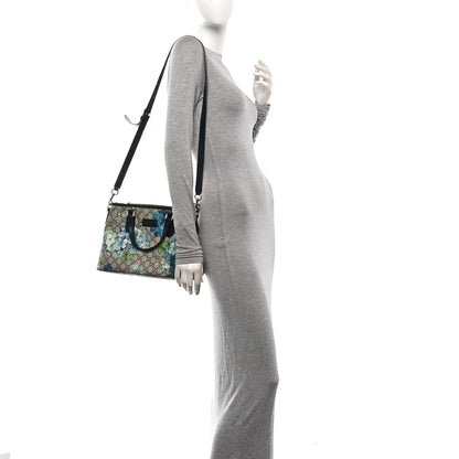Gucci GG Supreme Monogram Blooms Small Zippered Tote Blue 2 of 10