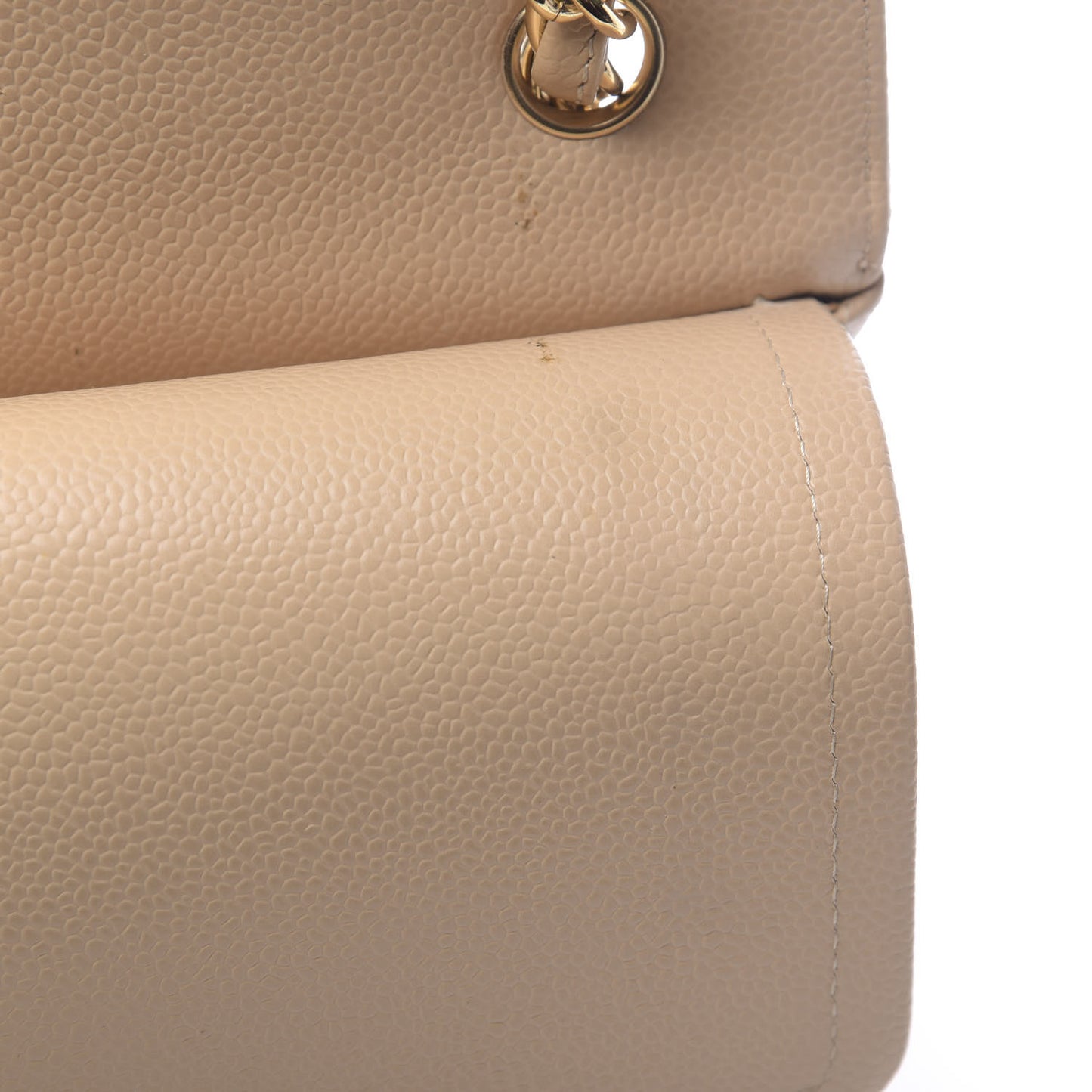 Caviar Quilted Jumbo Double Flap Beige Clair
