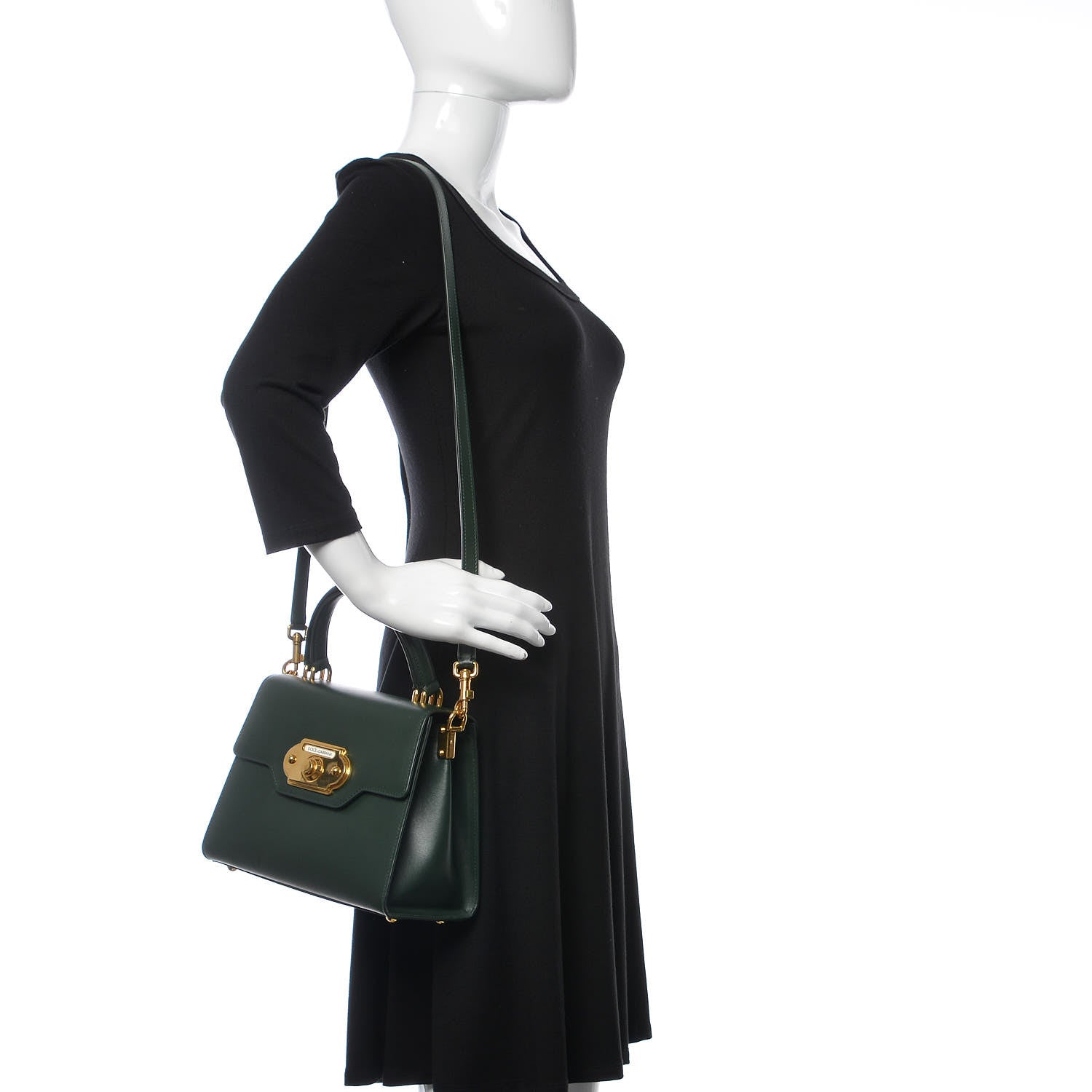 Dolce & Gabbana Calfskin Welcome Satchel Dark Green 3 of 9
