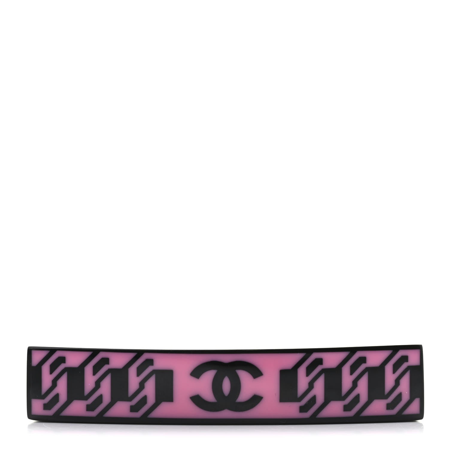 Chanel Resin Chain CC Hair Clip Barrette Black Pink 1 of 4