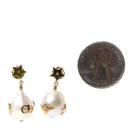 Christian Dior Pearl Star Earrings Gold 2 of 4