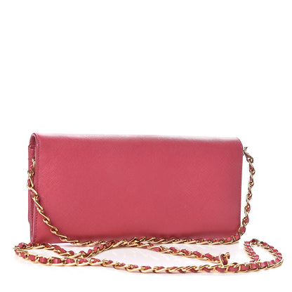 Prada Saffiano Metal Oro Chain Wallet Peonia 3 of 13