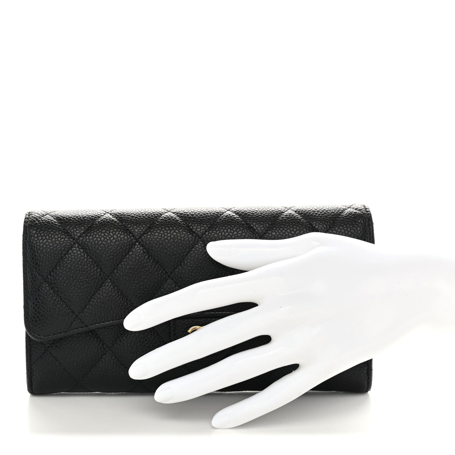 Chanel Caviar Quilted Large Gusset Flap Wallet Black 2 of 11
