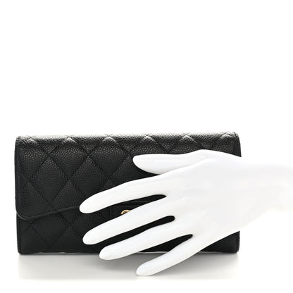 Chanel Caviar Quilted Large Gusset Flap Wallet Black 2 of 11