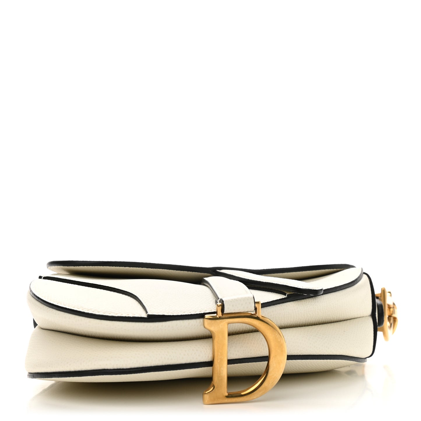 Grained Calfskin Mini Saddle Bag White