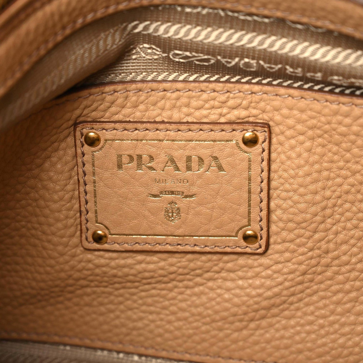 Prada Vitello Daino Side Pocket Tote Caramel 12 of 13