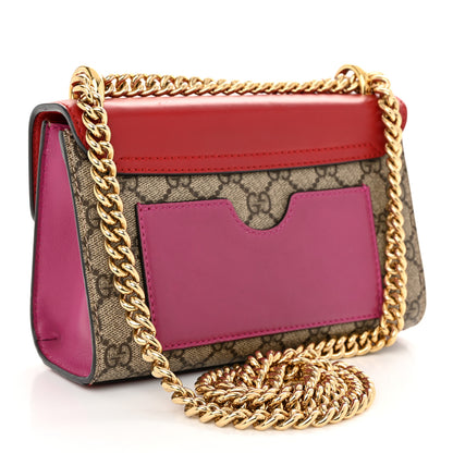 Gucci GG Supreme Monogram Calfskin Small Padlock Shoulder Bag Beige Hibiscus Red New Rosette 3 of 12