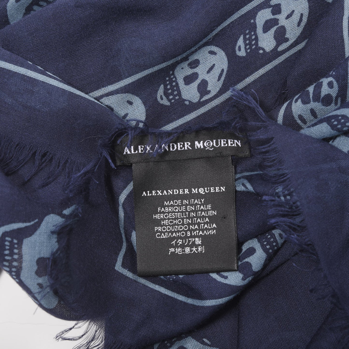 Silk Chiffon Skull Scarf Blue
