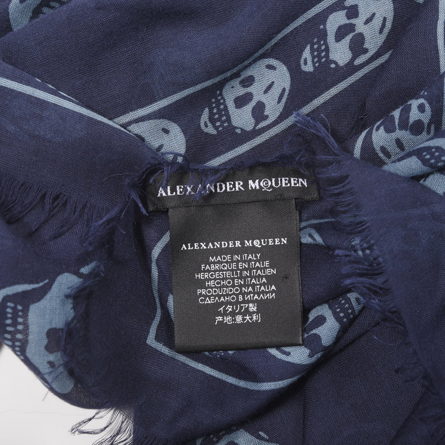 Alexander McQueen Silk Chiffon Skull Scarf Blue 3 of 4