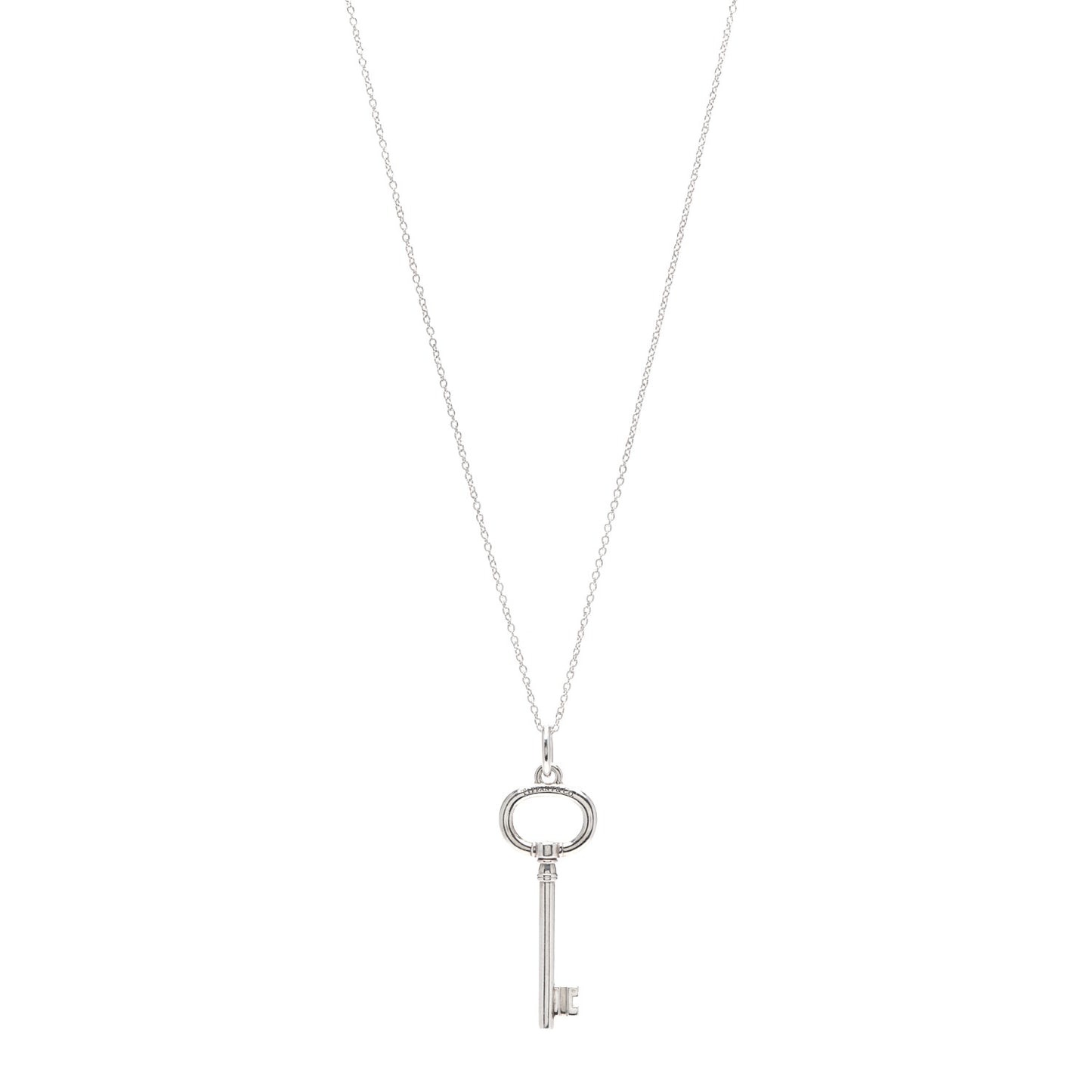 Sterling Silver Oval Key Pendant Necklace