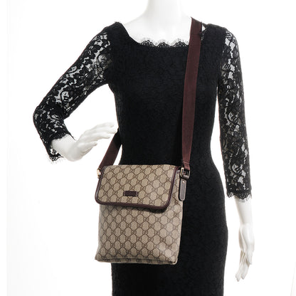 Gucci GG Plus Monogram Small Flap Messenger Bag Beige Dark Brown 2 of 7