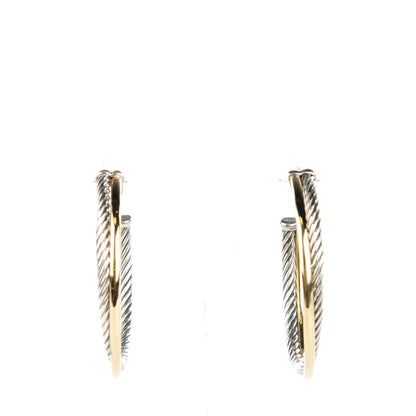 David Yurman Sterling Silver 18K Yellow Gold 44mm Extra Large Crossover Cable Hoop Earrings 1 of 4
