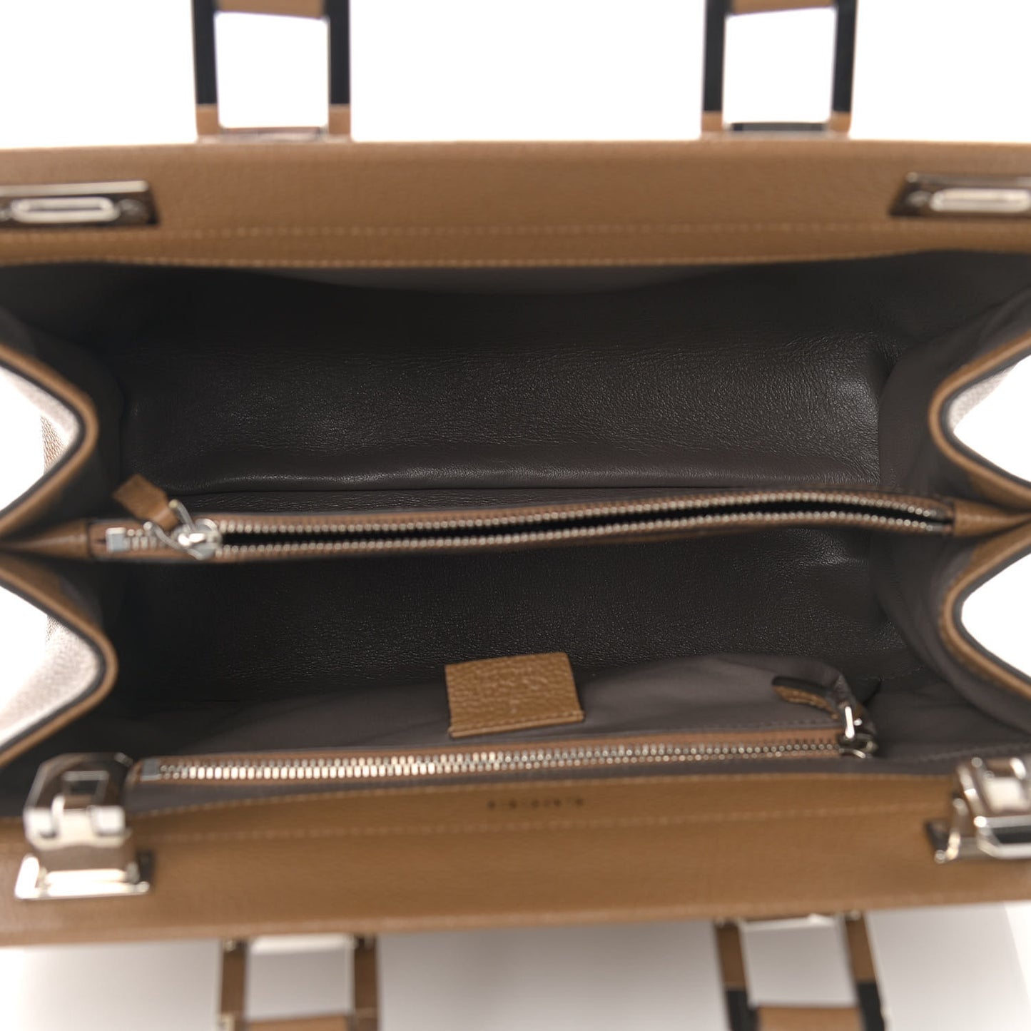 Posillipo Grain Calfskin Small Zumi Top Handle Bag Friky Taupe