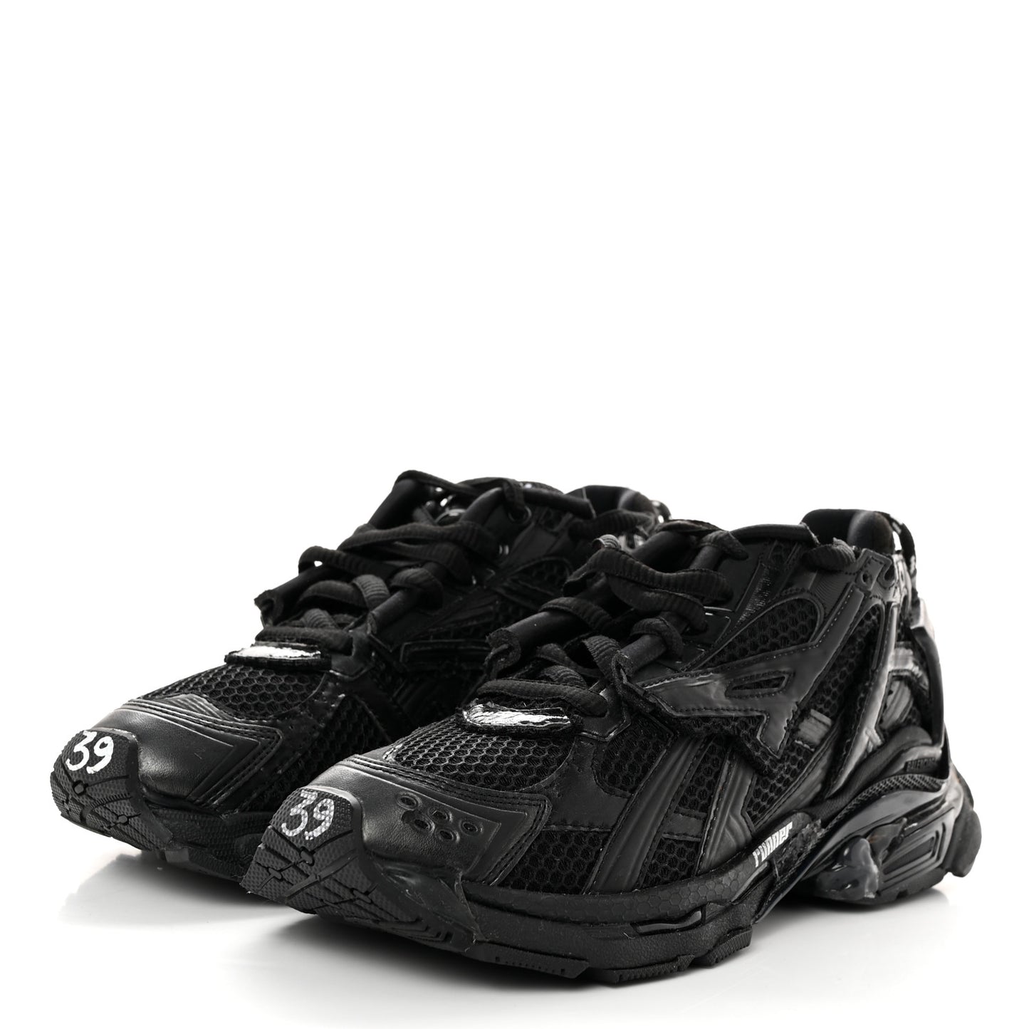 Mesh Rubber Monocolor Womens Runner Sneakers 39 Black