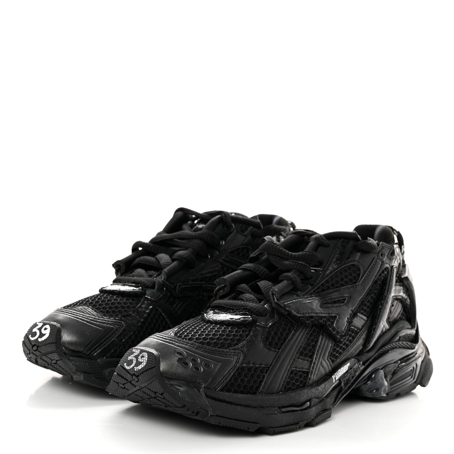Balenciaga Mesh Rubber Monocolor Womens Runner Sneakers 39 Black 3 of 9