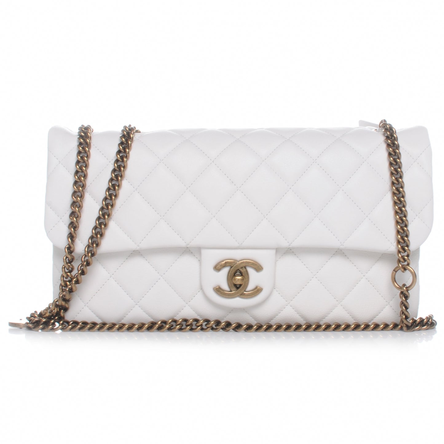 Calfskin CC Crown Medium Flap White