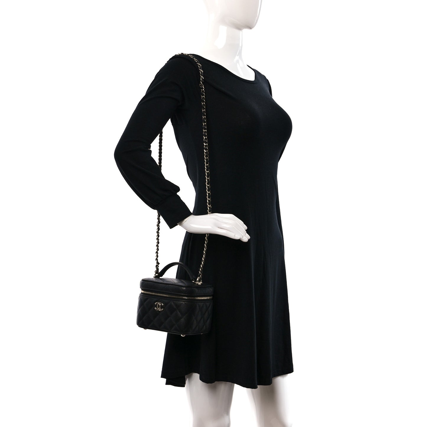 Caviar Quilted Small CC Vanity Case Black