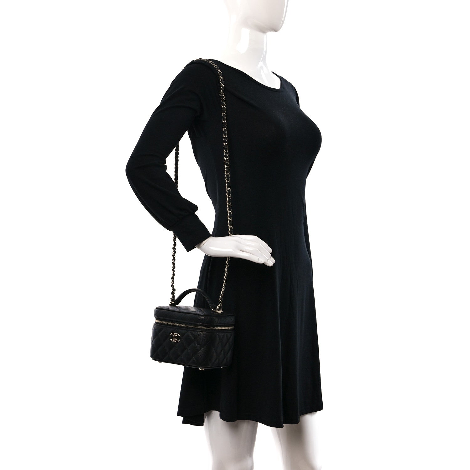 Chanel Caviar Quilted Small CC Vanity Case Black 2 of 10