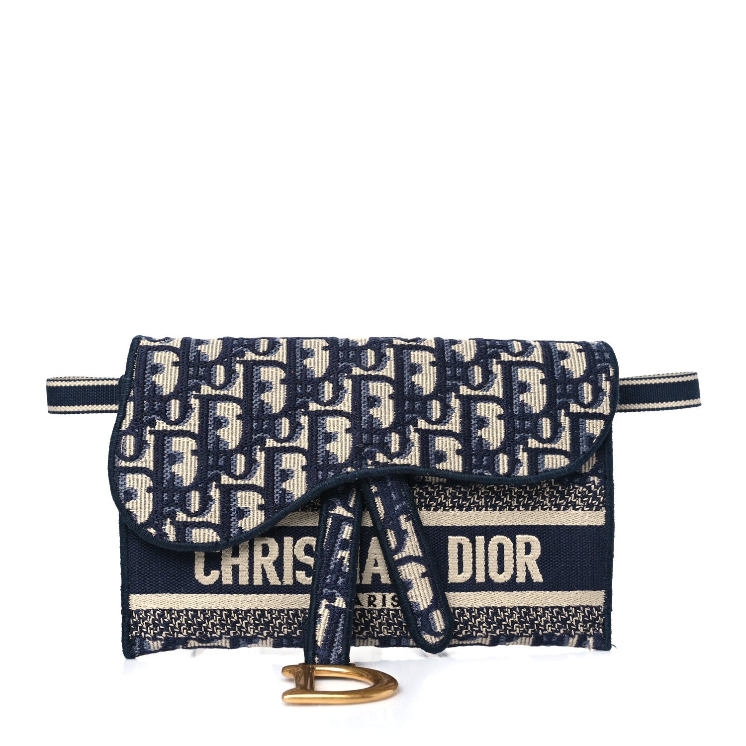 Christian Dior Oblique Slim Saddle Pouch Blue 1 of 10