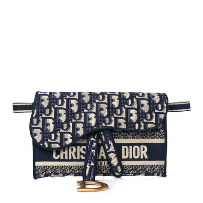 Christian Dior Oblique Slim Saddle Pouch Blue 1 of 10