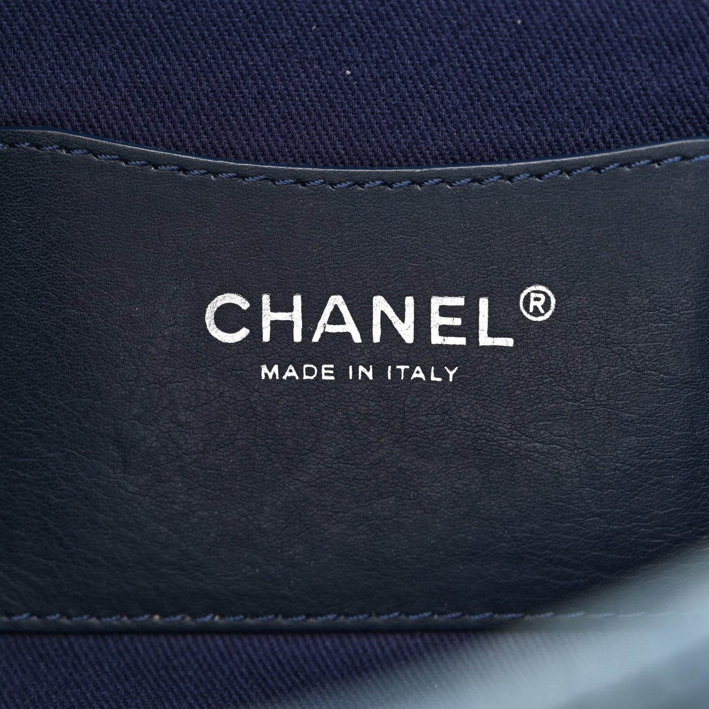 Denim Quilted Camellia Embroidered Large Flap Blue