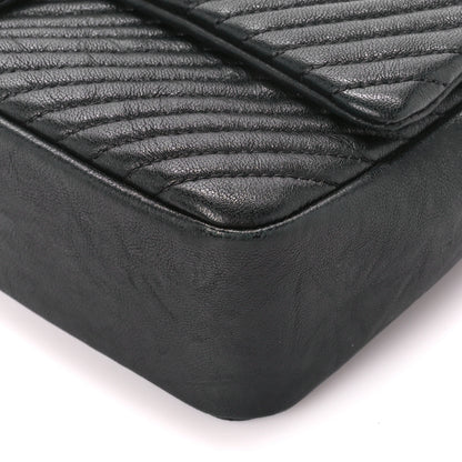 Chanel Calfskin Chevron Quilted Medium Surpique Flap Black 11 of 12